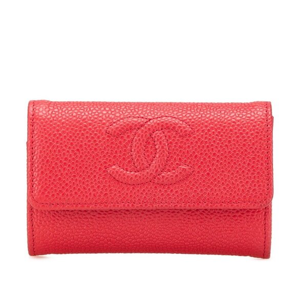 CHANEL Red Caviar Leather Logo Card Holder - Picture 1 of 12
